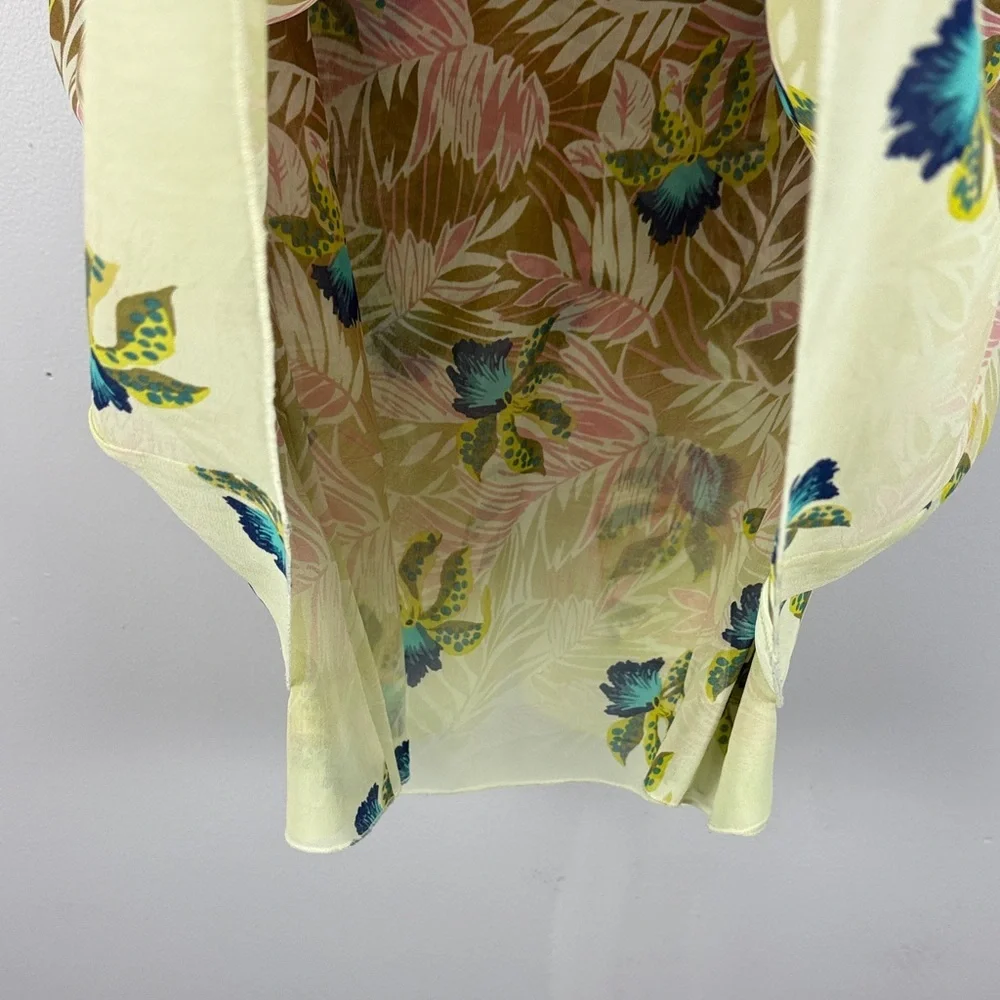 CAbi Tropical Orchid Print Parlor Sleeveless Double Layered Chiffon XL Blouse - Picture 9 of 13